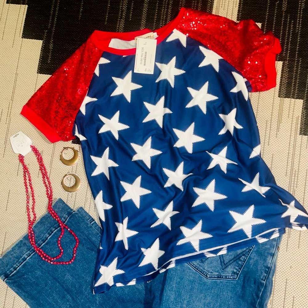 Sequin patriotic top